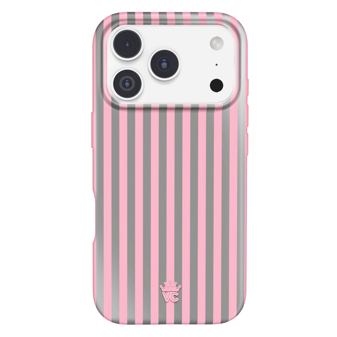 Pink Chrome Stripes iPhone Case – Aesthetic Shockproof Phone Cover