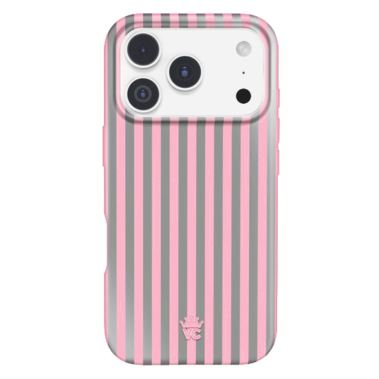 Pink Chrome Stripes iPhone Case – Aesthetic Shockproof Phone Cover