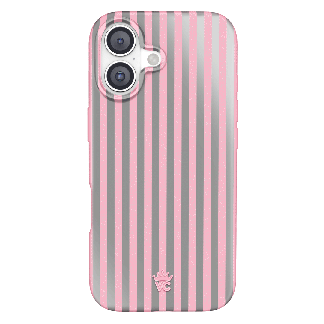 Pink Chrome Stripes iPhone Case – Aesthetic Shockproof Phone Cover