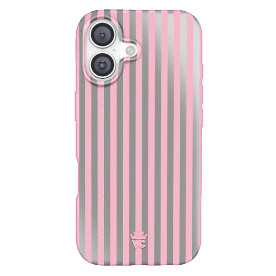 Pink Chrome Stripes iPhone Case – Aesthetic Shockproof Phone Cover