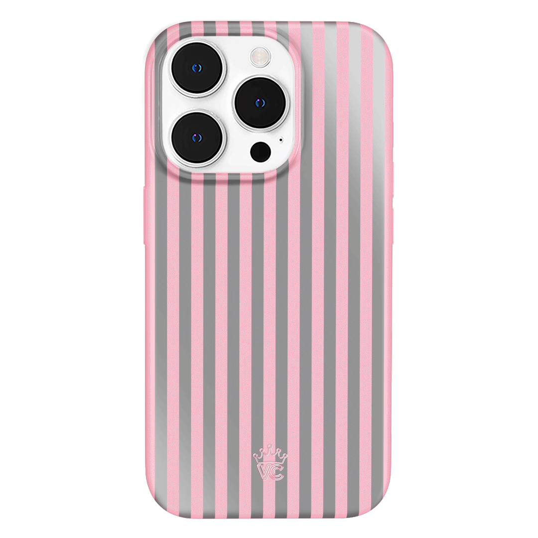 Pink Chrome Stripes iPhone Case – Aesthetic Shockproof Phone Cover