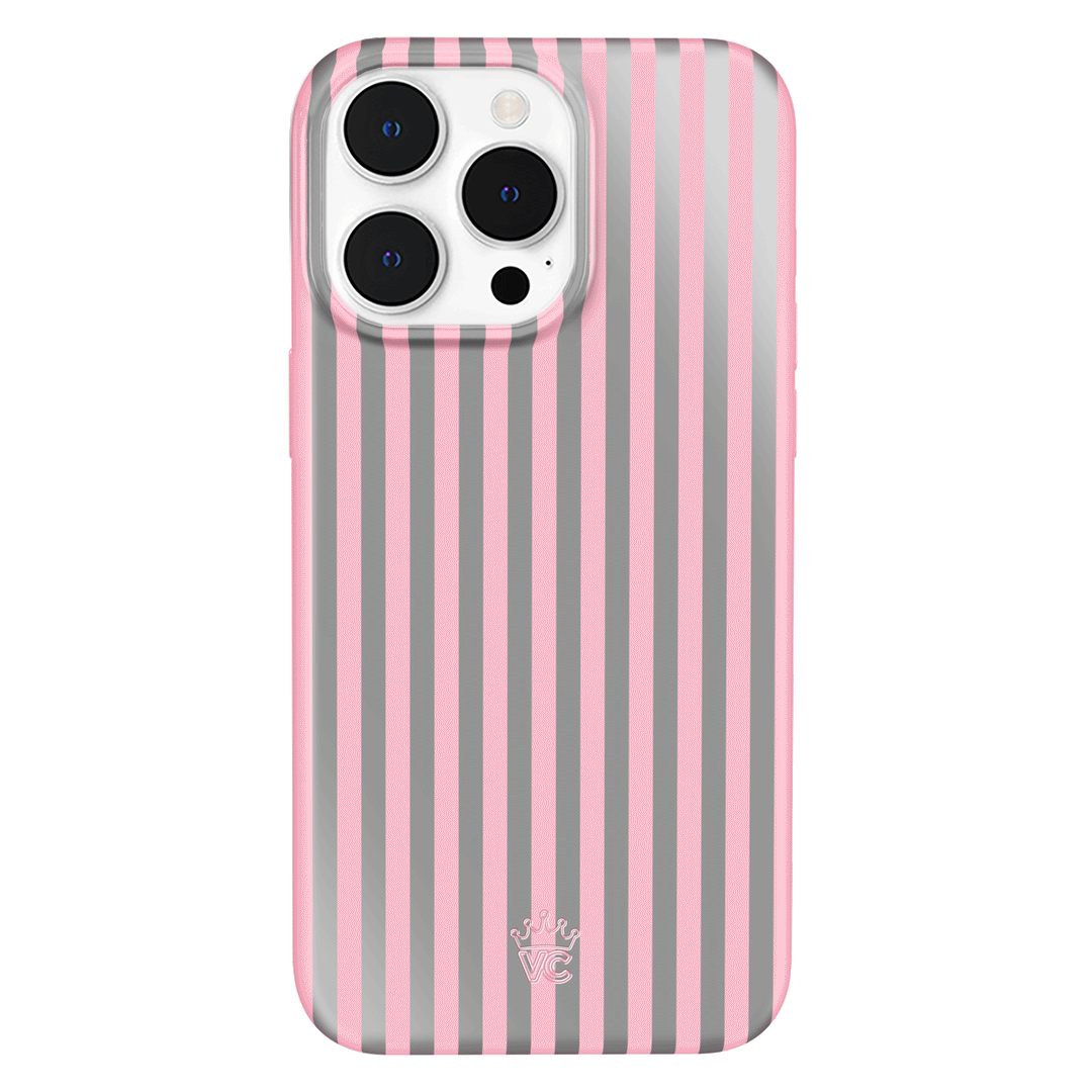 Pink Chrome Stripes iPhone Case – Aesthetic Shockproof Phone Cover