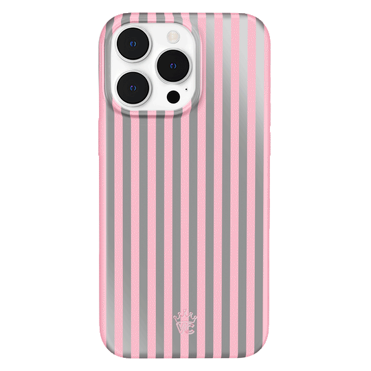Pink Chrome Stripes iPhone Case – Aesthetic Shockproof Phone Cover