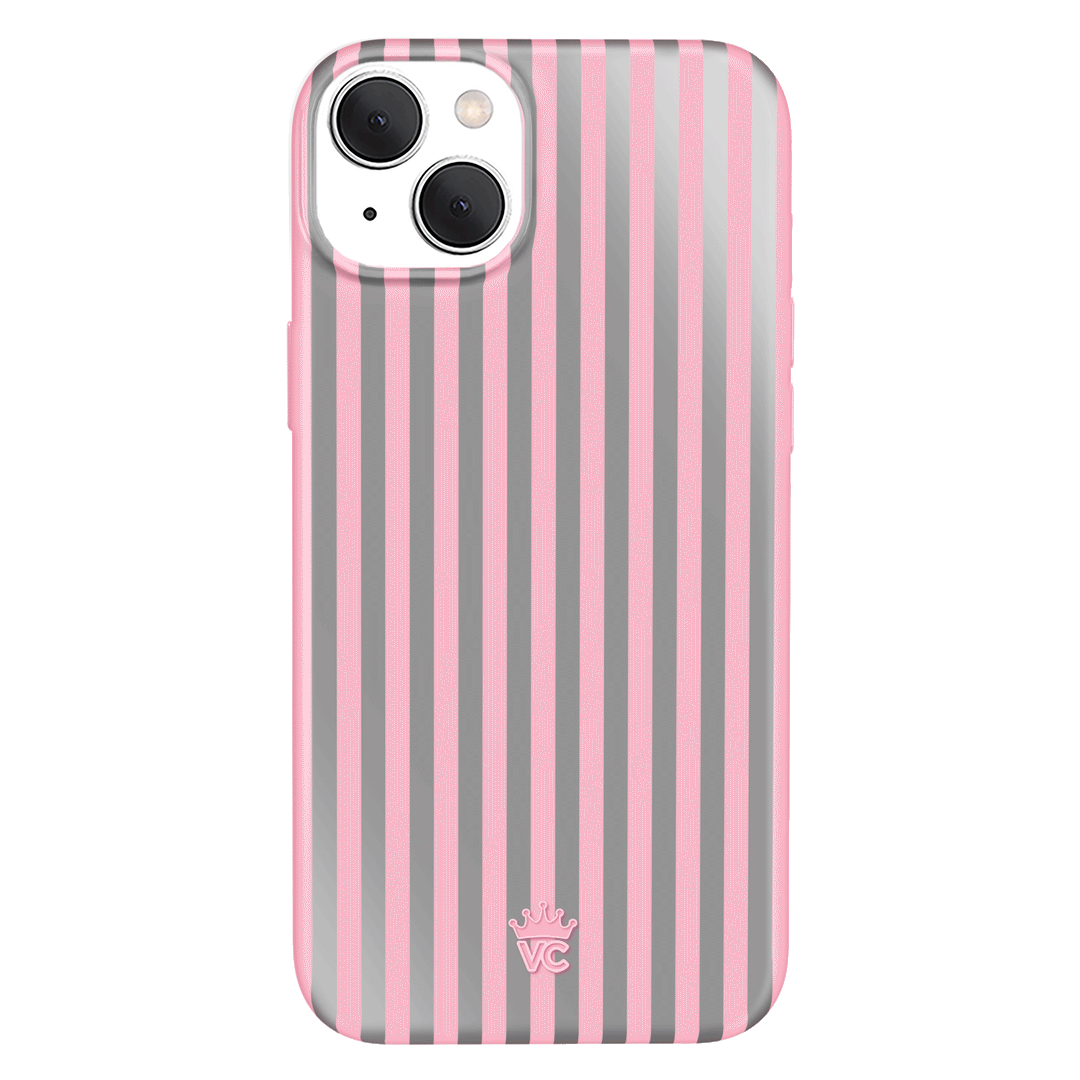 Pink Chrome Stripes iPhone Case – Aesthetic Shockproof Phone Cover