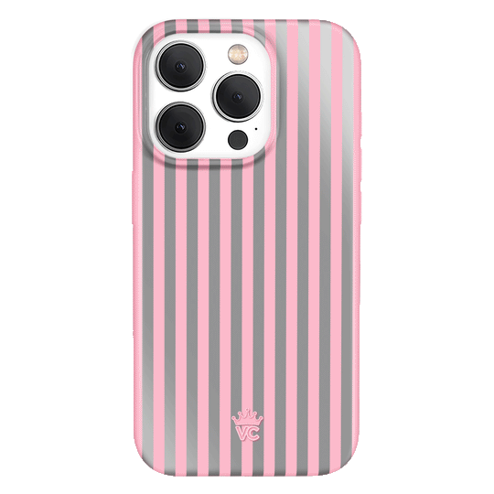 Pink Chrome Stripes iPhone Case – Aesthetic Shockproof Phone Cover