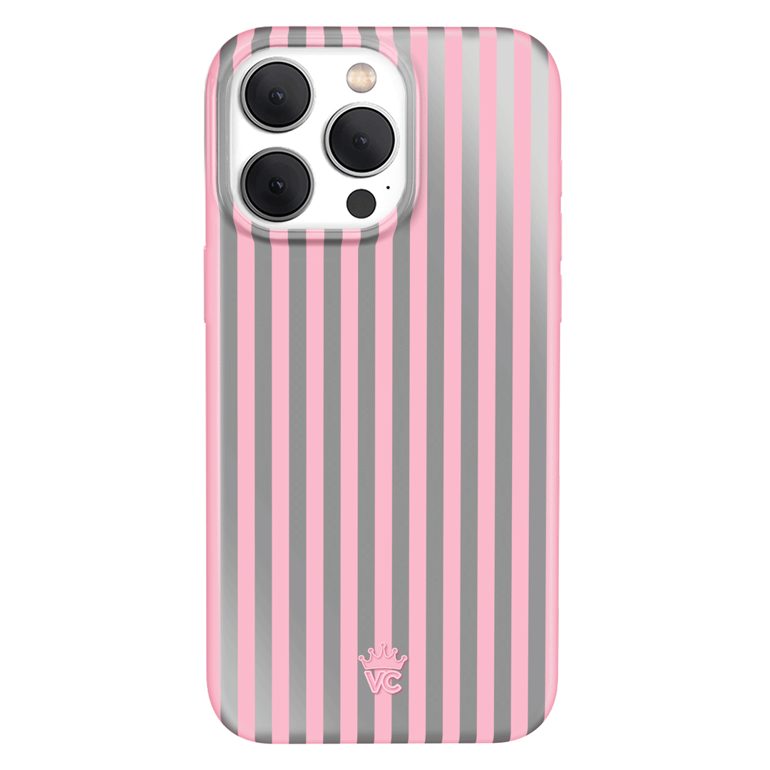 Pink Chrome Stripes iPhone Case – Aesthetic Shockproof Phone Cover