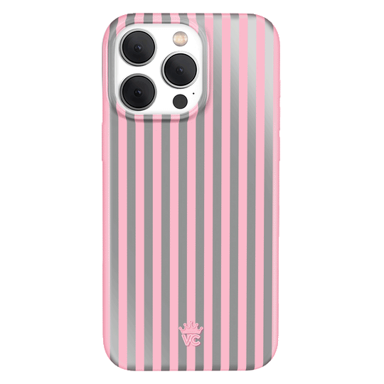 Pink Chrome Stripes iPhone Case – Aesthetic Shockproof Phone Cover