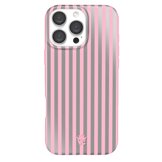 Pink Chrome Stripes iPhone Case – Aesthetic Shockproof Phone Cover