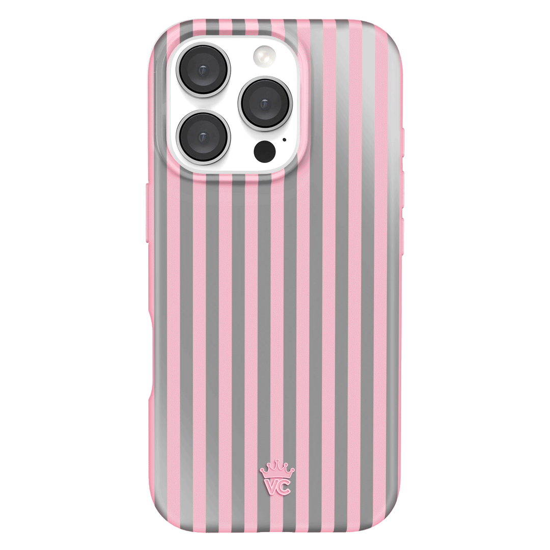 Pink Chrome Stripes iPhone Case – Aesthetic Shockproof Phone Cover