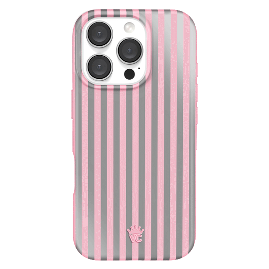 Pink Chrome Stripes iPhone Case – Aesthetic Shockproof Phone Cover