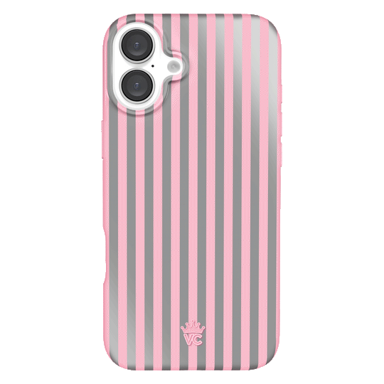 Pink Chrome Stripes iPhone Case – Aesthetic Shockproof Phone Cover