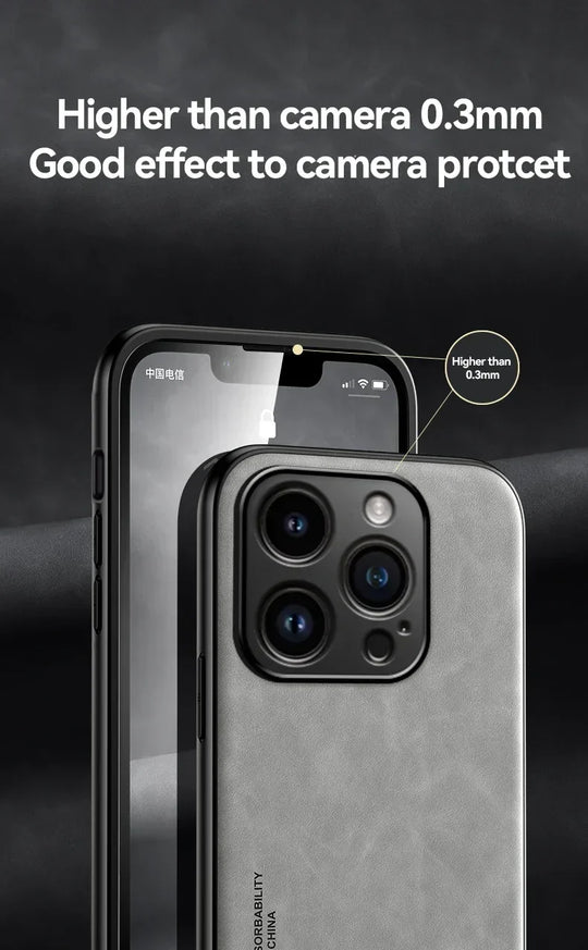 Luxury Leather Case For iPhone 17 16 16e 15 14 13 12 11 Pro Max & Metal Plate Support Car Hold