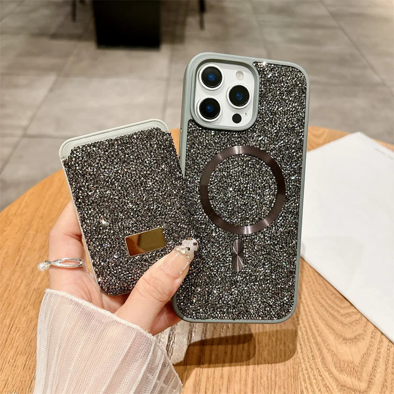 Luxury Diamond Wallet Phone Case For iPhone 16 15 14