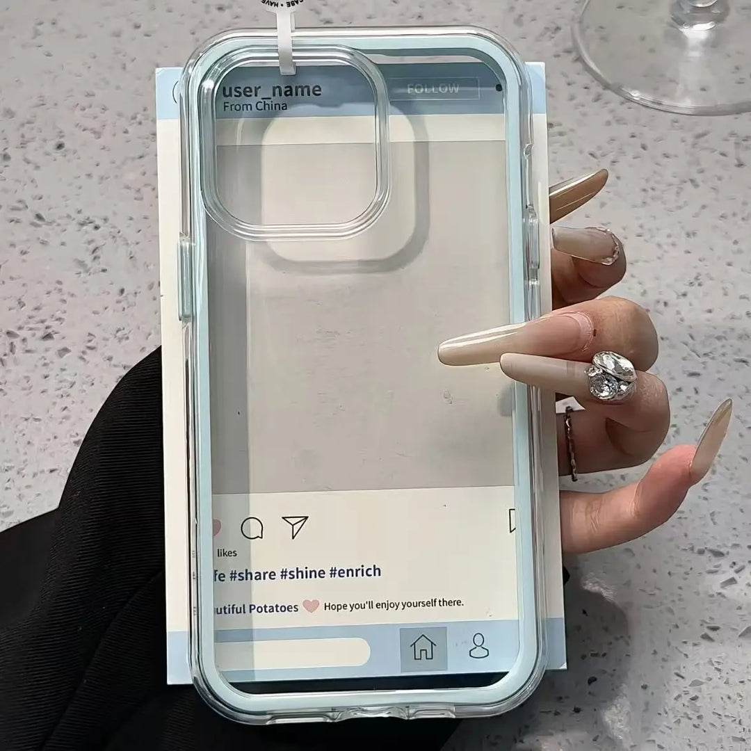Luxury Candy Color Frame Clear Back Phone Case For iPhone 17 16 15 14 13 12 Pro Max- Acrylic Shockproof Bumper Cover