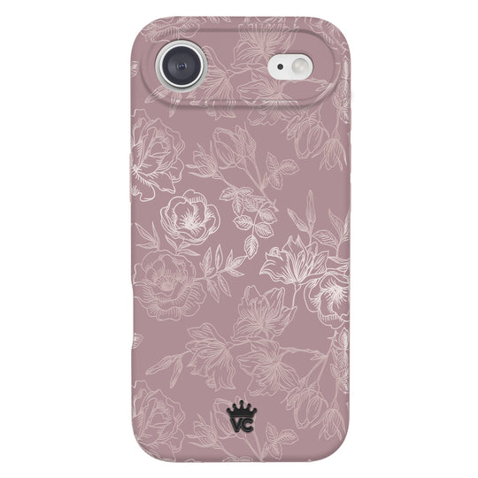 Dusty Rose Chrome Floral iPhone Case – Luxury Aesthetic Phone Cover
