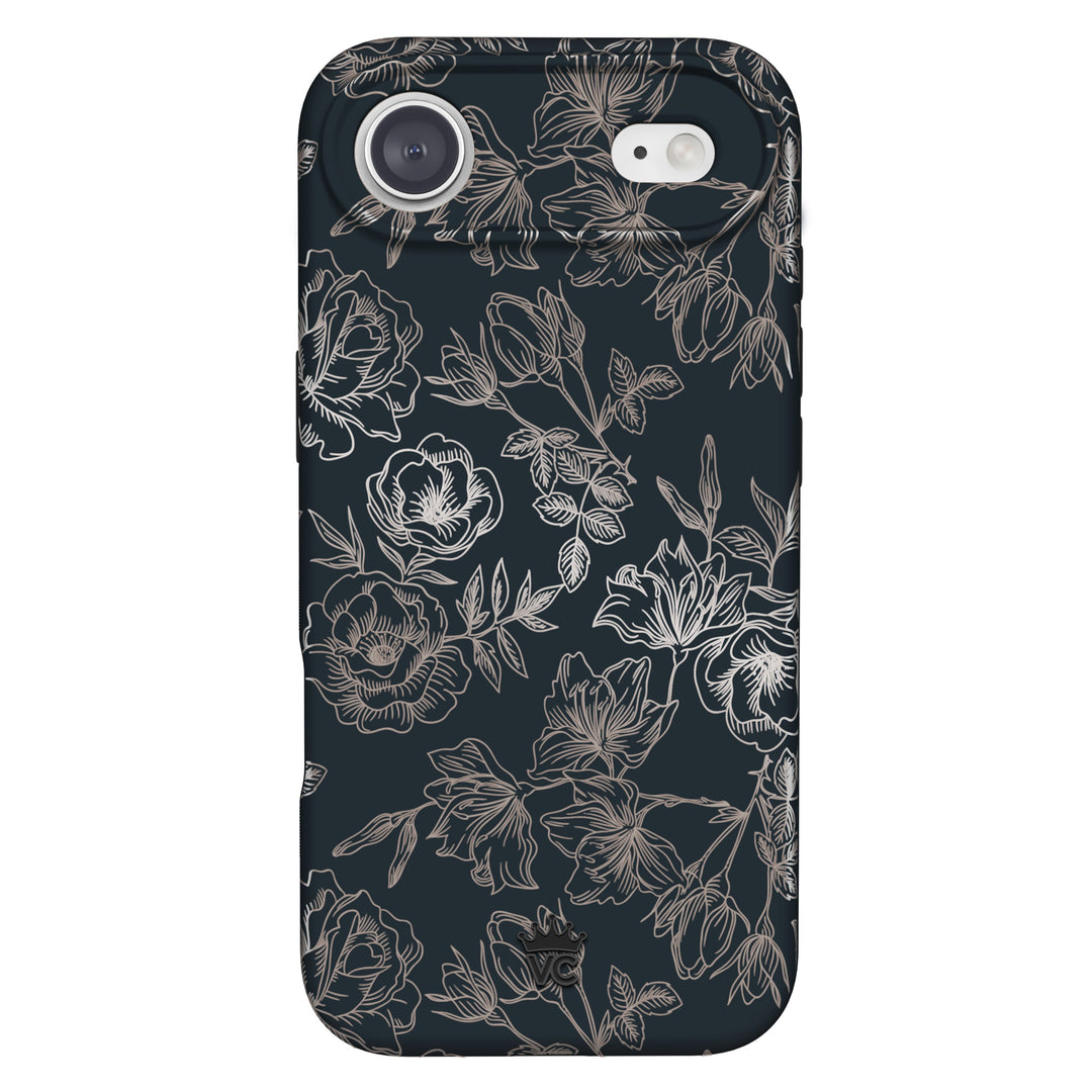 Floral Rose Gold Chrome iPhone Case – Aesthetic Shockproof Phone Cover