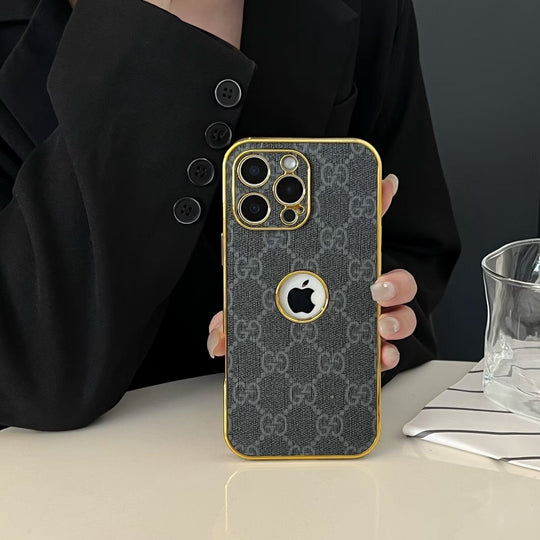 High Quality Electroplated Frame Ophidia Leather Apple iPhone Case