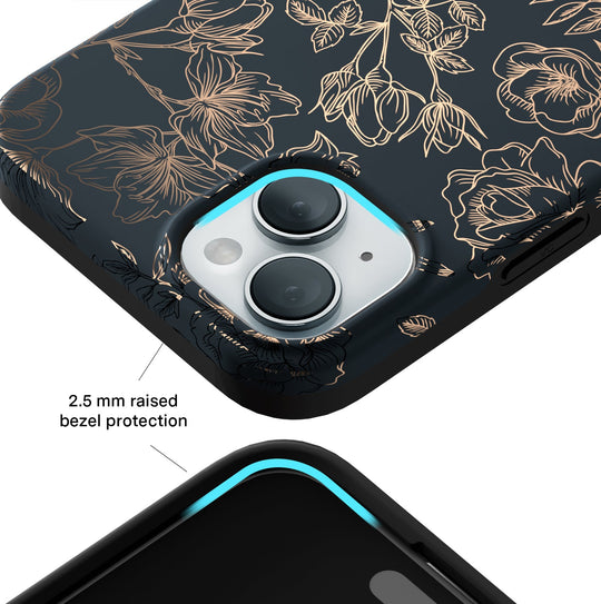 Floral Rose Gold Chrome iPhone Case – Aesthetic Shockproof Phone Cover