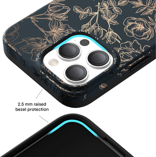 Floral Rose Gold Chrome iPhone Case – Aesthetic Shockproof Phone Cover