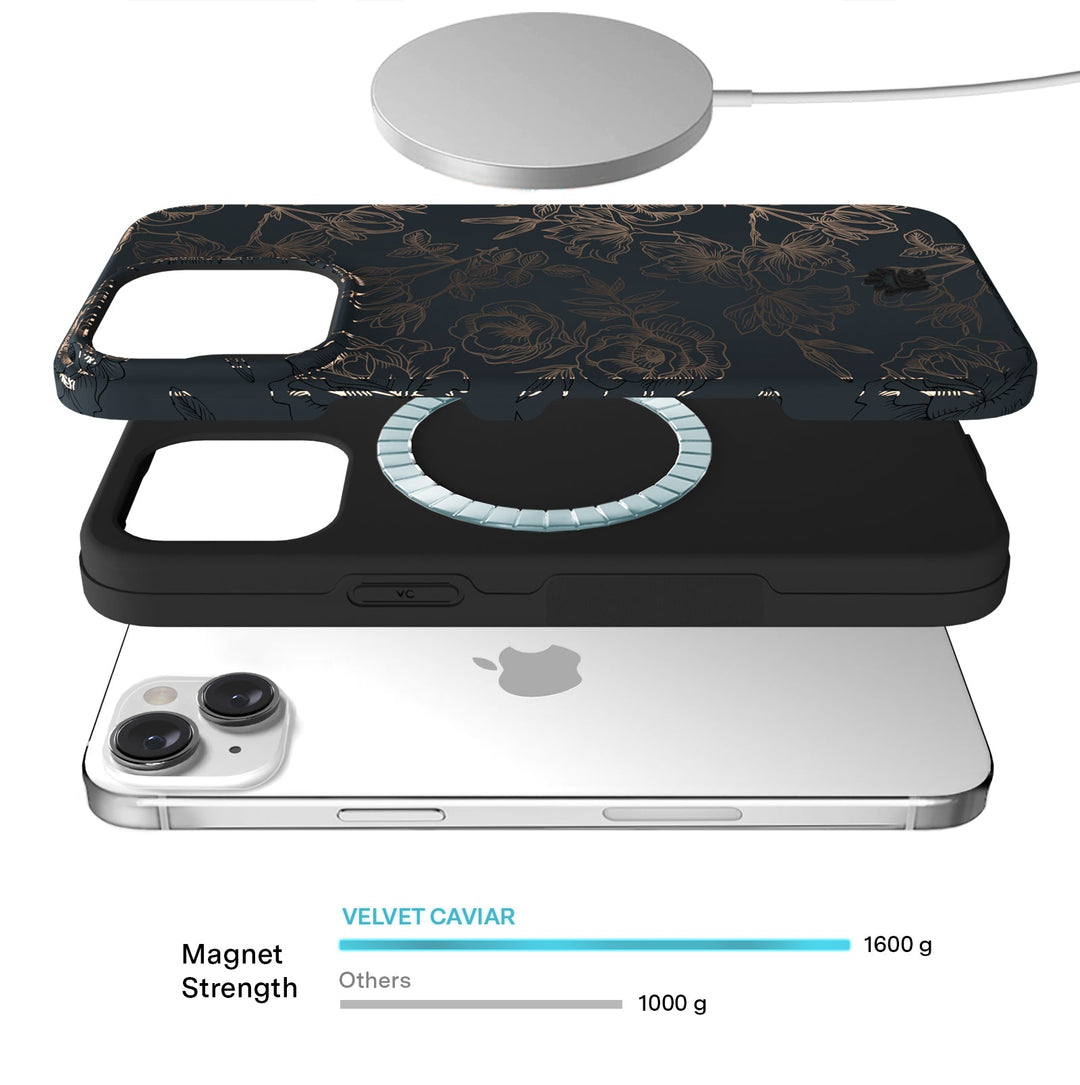 Floral Rose Gold Chrome iPhone Case – Aesthetic Shockproof Phone Cover