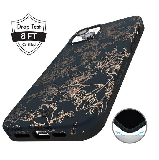 Floral Rose Gold Chrome iPhone Case – Aesthetic Shockproof Phone Cover