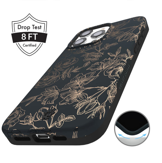 Floral Rose Gold Chrome iPhone Case – Aesthetic Shockproof Phone Cover