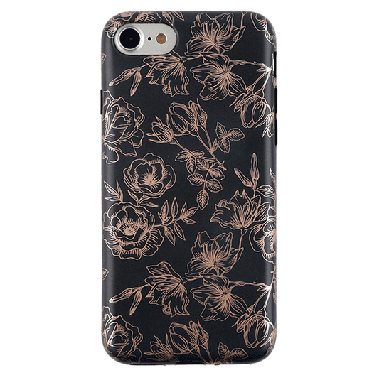 Floral Rose Gold Chrome iPhone Case – Aesthetic Shockproof Phone Cover
