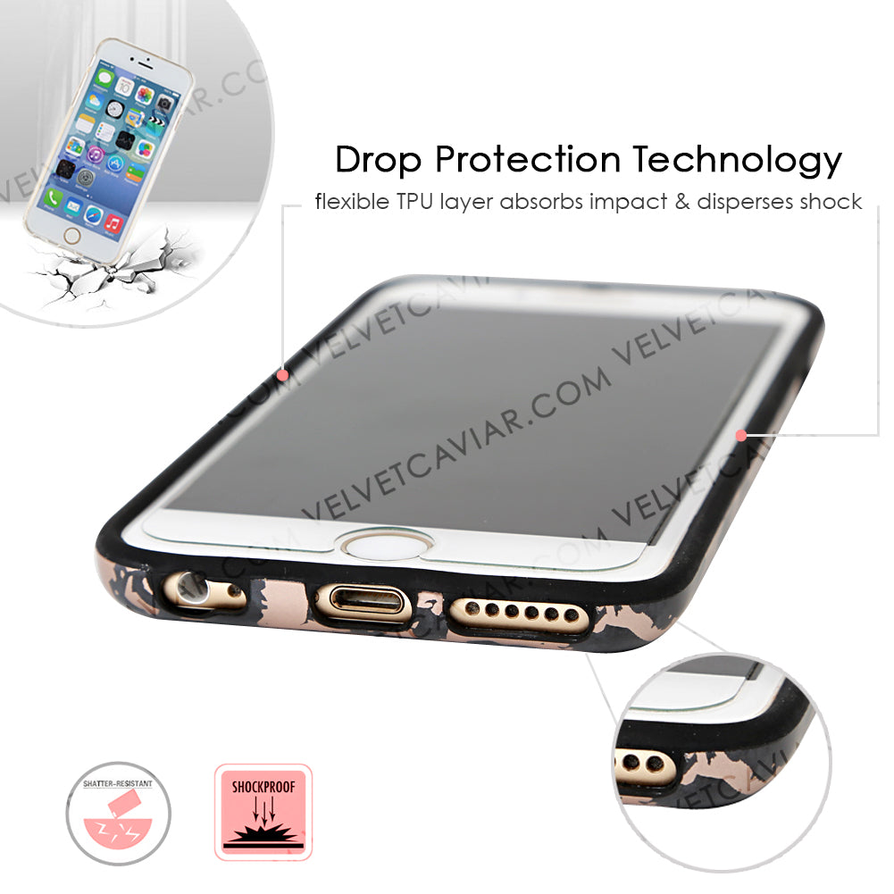 Black Marble Rose Gold Chrome iPhone Case – Aesthetic Shockproof Phone Cover