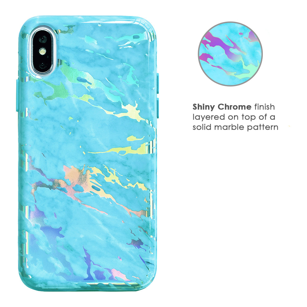 Blue Marble Holo Chrome iPhone Case – Stylish Slim Phone Cover