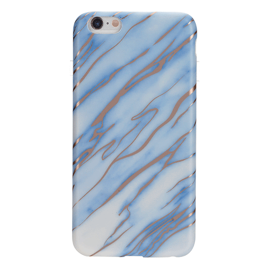 Sky Blue Rose Gold Chrome Marble iPhone Case – Trendy Protective Phone Cover