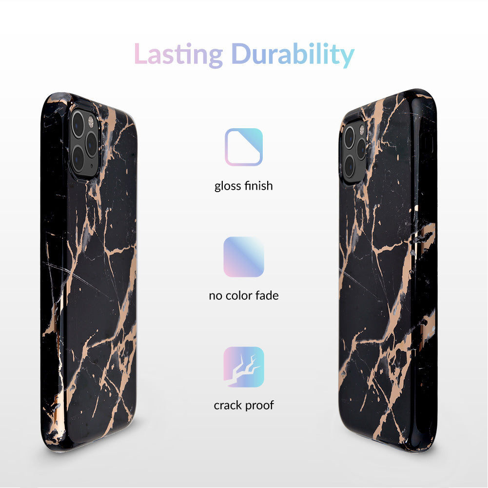 Black Marble Rose Gold Chrome iPhone Case – Aesthetic Shockproof Phone Cover
