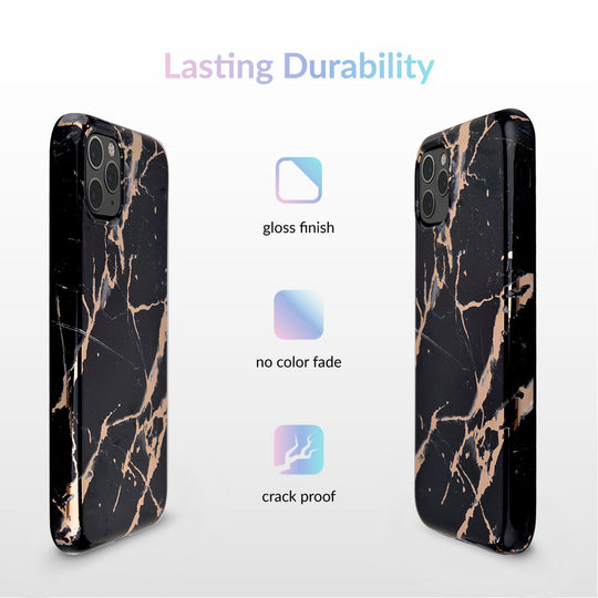 Black Marble Rose Gold Chrome iPhone Case – Aesthetic Shockproof Phone Cover