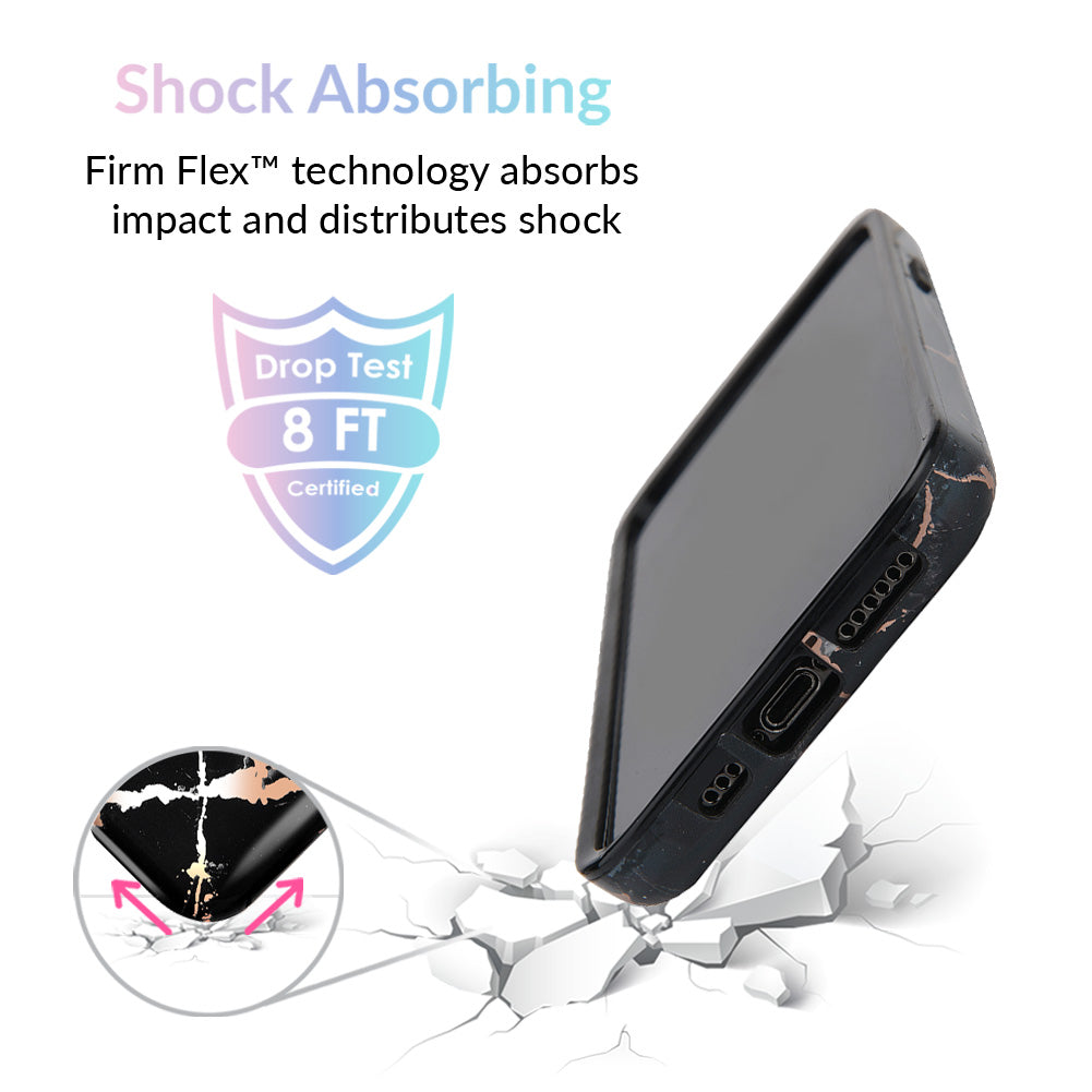 Black Marble Rose Gold Chrome iPhone Case – Aesthetic Shockproof Phone Cover