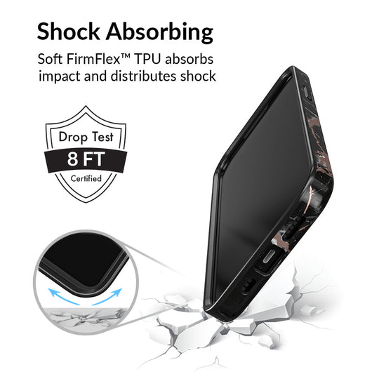 Black Marble Rose Gold Chrome iPhone Case – Aesthetic Shockproof Phone Cover