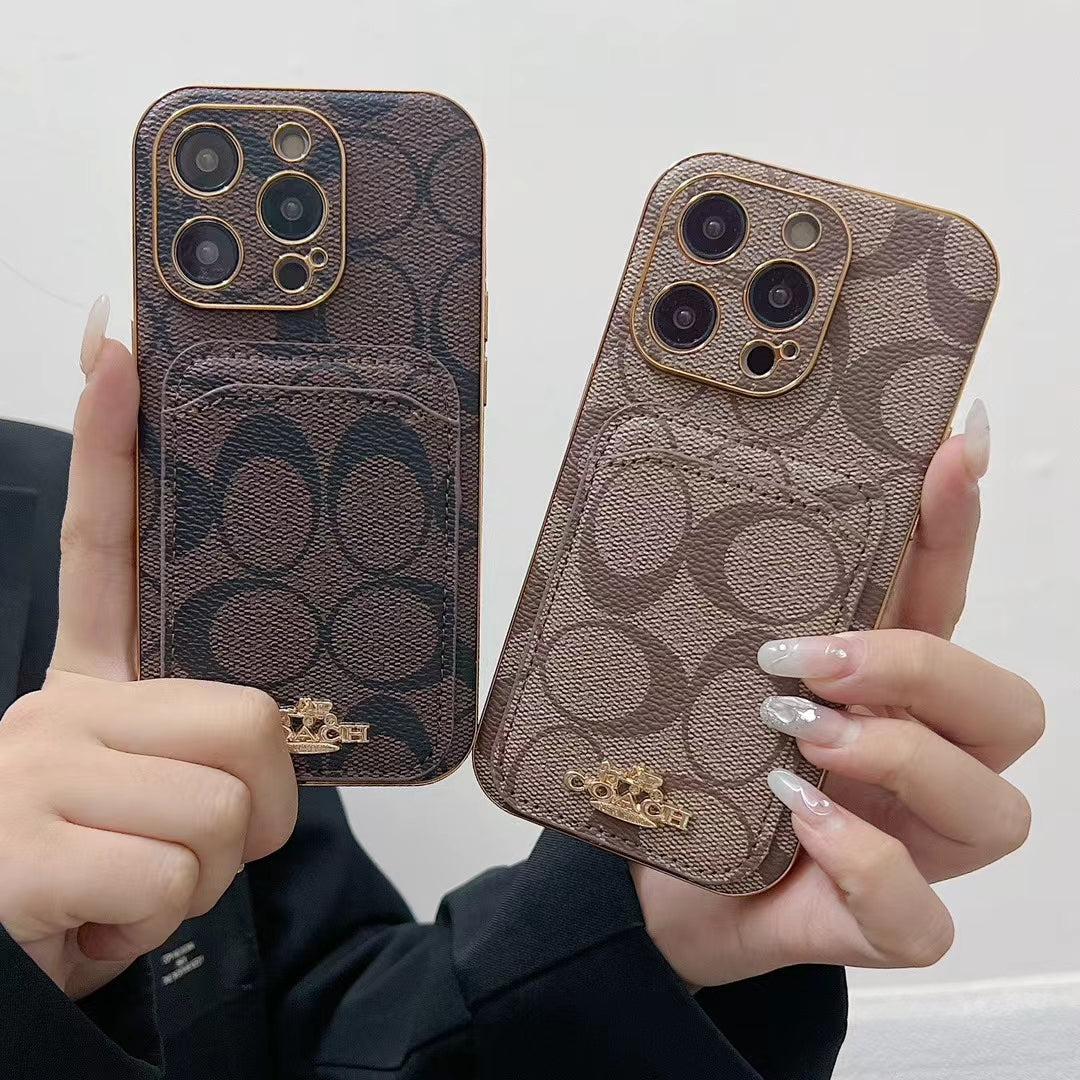 Phone Case with Card Holder - Luxury Monogram Design
