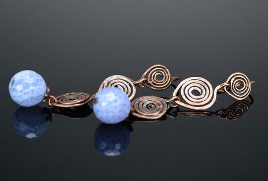 Beautiful handmade design metal lace earrings of siery color