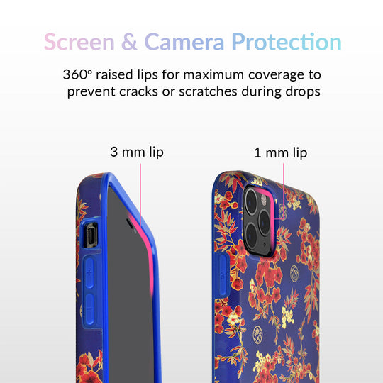 Cherry Blossom Floral Chrome iPhone Case – Chic Designer-Style Phone Cover