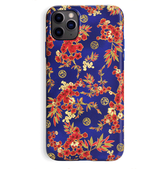 Cherry Blossom Floral Chrome iPhone Case – Chic Designer-Style Phone Cover