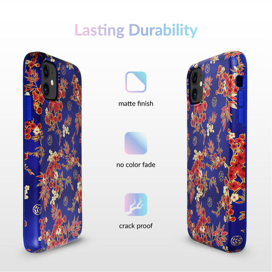 Cherry Blossom Floral Chrome iPhone Case – Chic Designer-Style Phone Cover