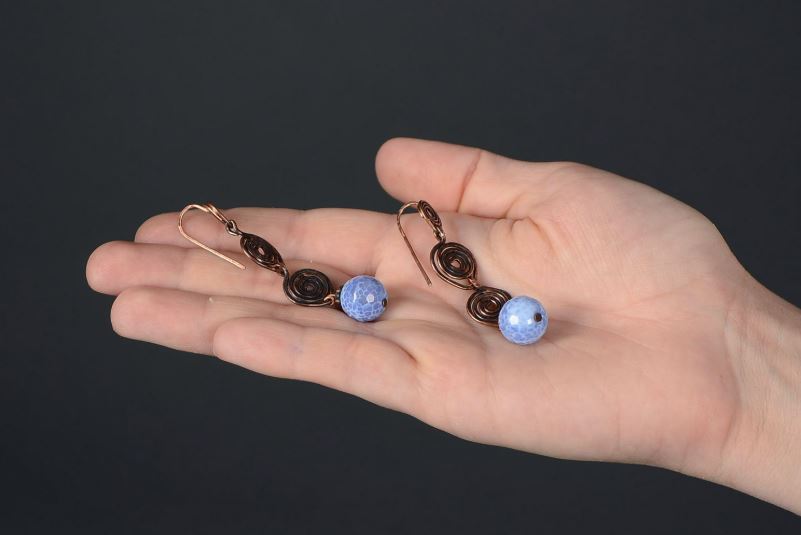 Beautiful handmade design metal lace earrings of siery color