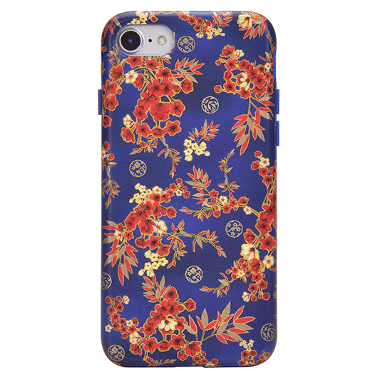 Cherry Blossom Floral Chrome iPhone Case – Chic Designer-Style Phone Cover