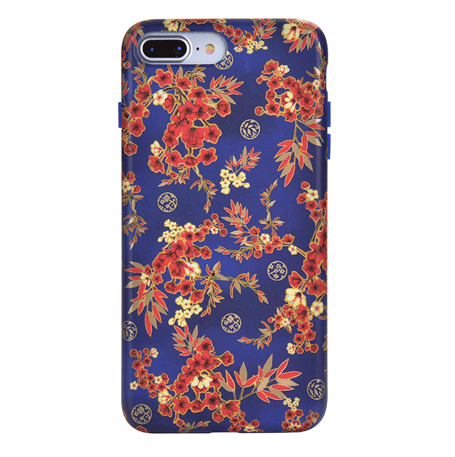 Cherry Blossom Floral Chrome iPhone Case – Chic Designer-Style Phone Cover