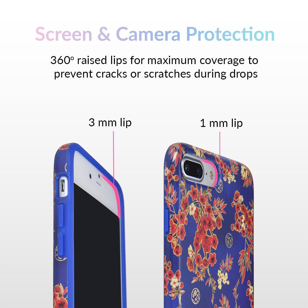 Cherry Blossom Floral Chrome iPhone Case – Chic Designer-Style Phone Cover