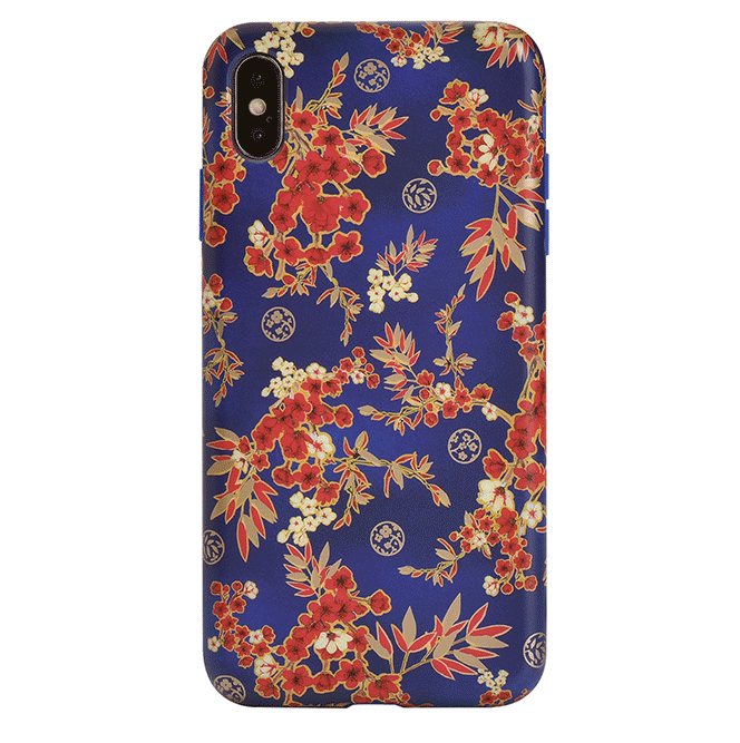 Cherry Blossom Floral Chrome iPhone Case – Chic Designer-Style Phone Cover
