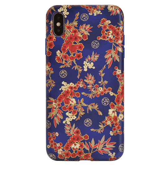 Cherry Blossom Floral Chrome iPhone Case – Chic Designer-Style Phone Cover