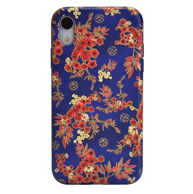 Cherry Blossom Floral Chrome iPhone Case – Chic Designer-Style Phone Cover