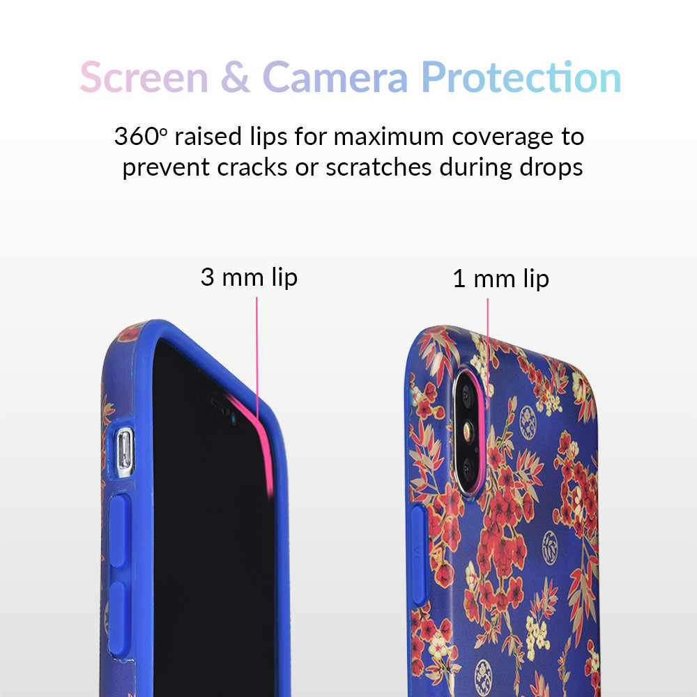 Cherry Blossom Floral Chrome iPhone Case – Chic Designer-Style Phone Cover
