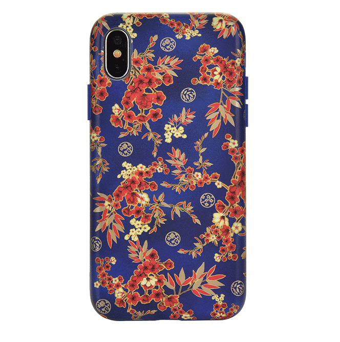 Cherry Blossom Floral Chrome iPhone Case – Chic Designer-Style Phone Cover