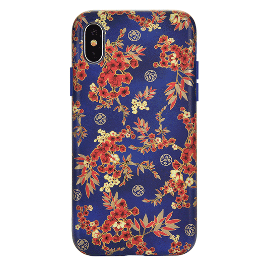 Cherry Blossom Floral Chrome iPhone Case – Chic Designer-Style Phone Cover