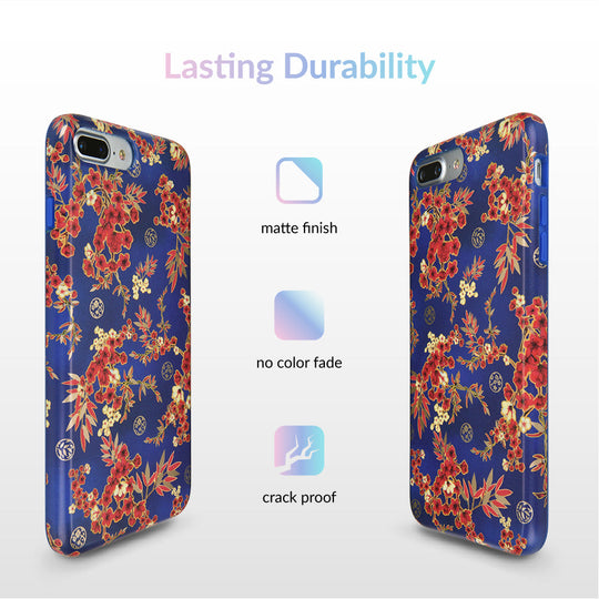 Cherry Blossom Floral Chrome iPhone Case – Chic Designer-Style Phone Cover
